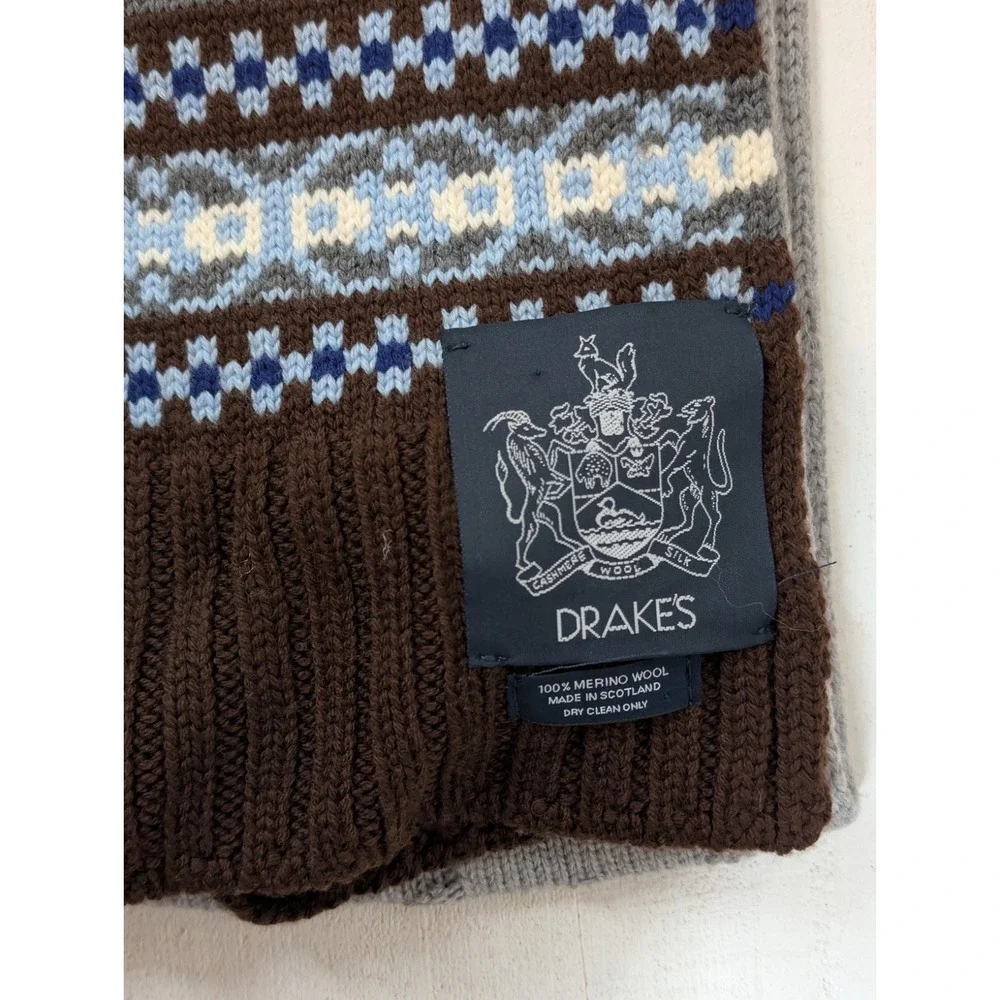 Drake's Merino Wool Knitted Scarf